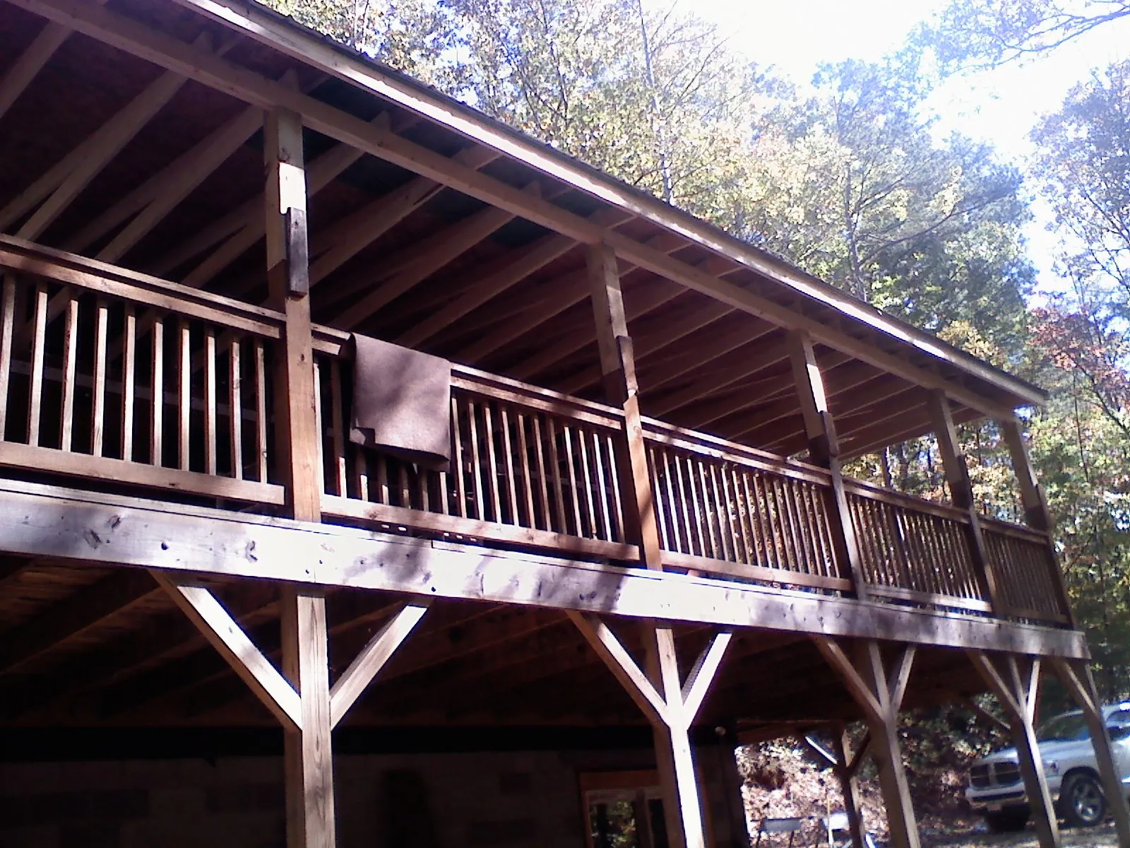 Timber framing under a new elevated porch and deck — Roof Leak Repair in Camby by Roofing Brothers